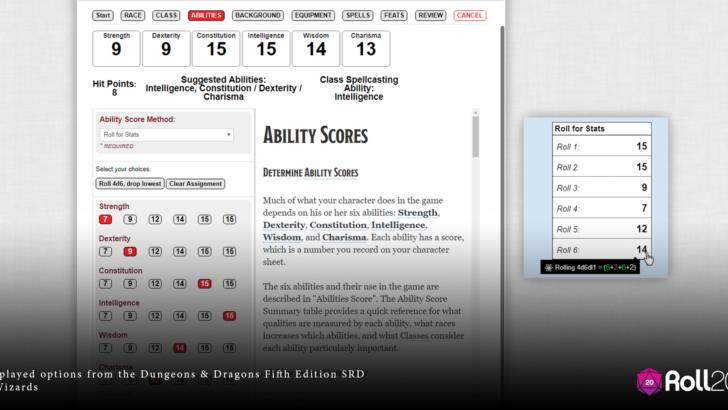 Roll20 Adds Charactermancer Character-Building Helper