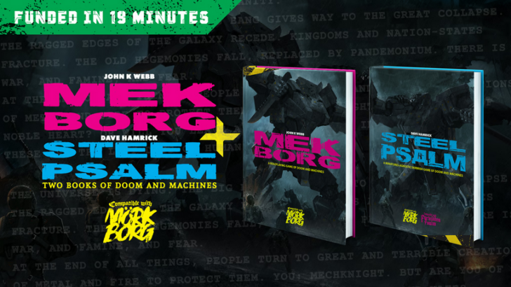 MEKBORG and STEEL PSALM: Unleashing Mechanical Mayhem in a MÖRK BORG-Compatible RPG on Kickstarter